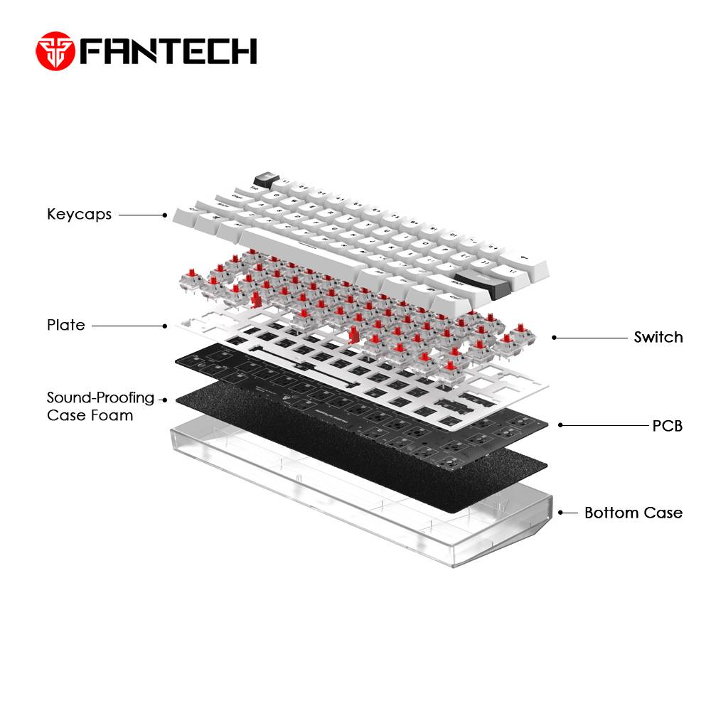 Fantech Maxfit Frost Bluetooth Wireless Mechanical Keyboard Keys Hot Swappable Switch Rgb