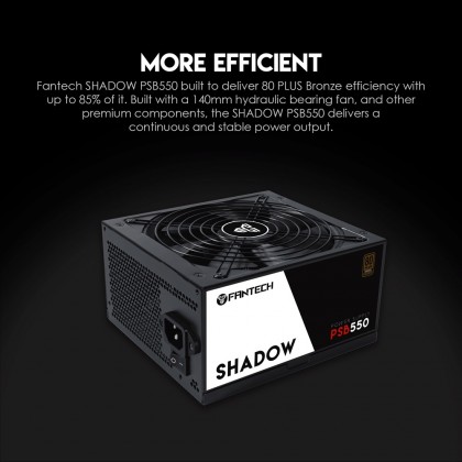 FANTECH PSB650 / PSB550 Power Supply Shadow Power Supply with Low Noise Fan for Computer Desktop