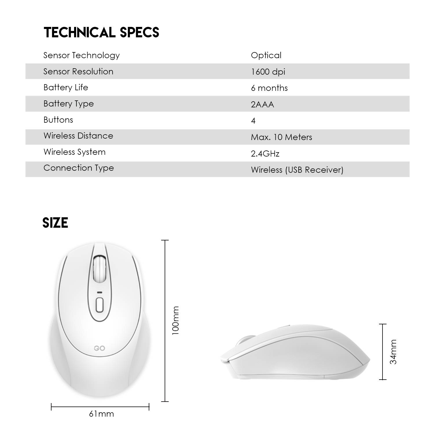 FANTECH GO WIRELESS MOUSE W191 SILENT SWITCH OFFICE MOUSE