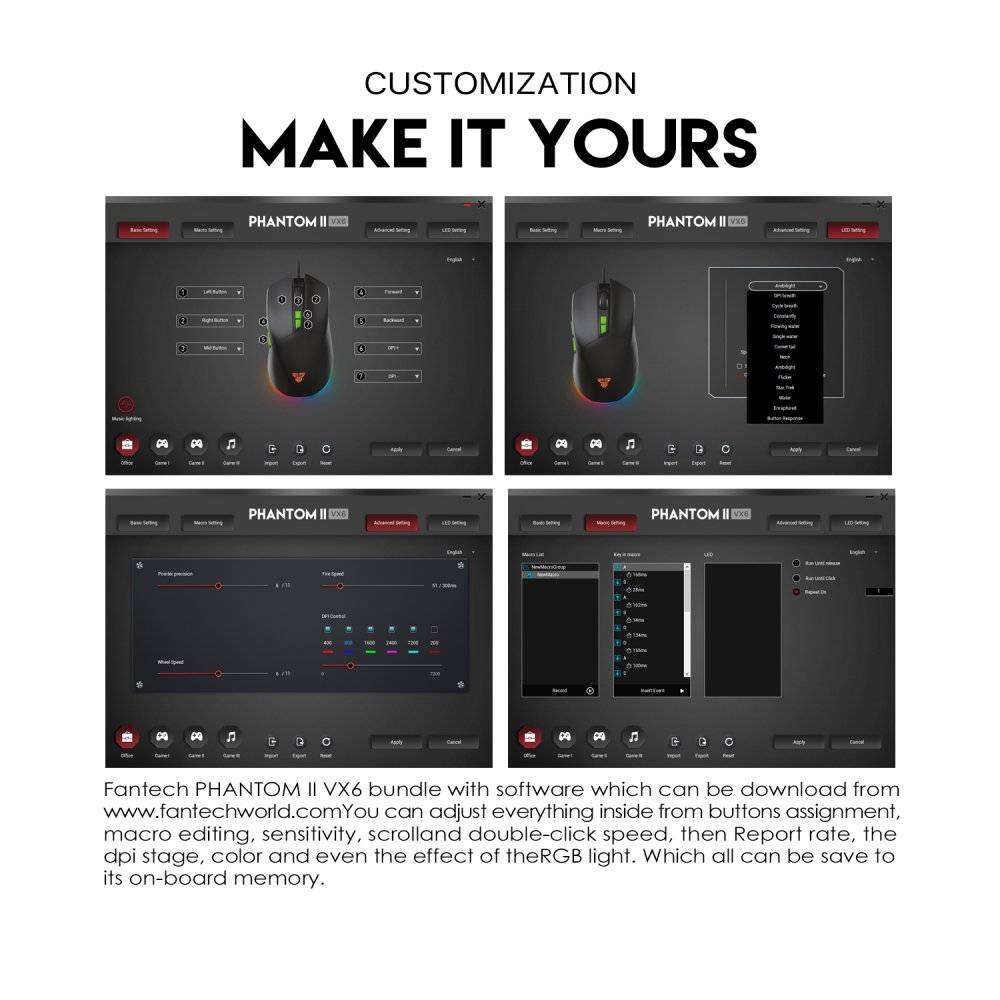 Fantech phantom ii vx6 macro gaming mouse