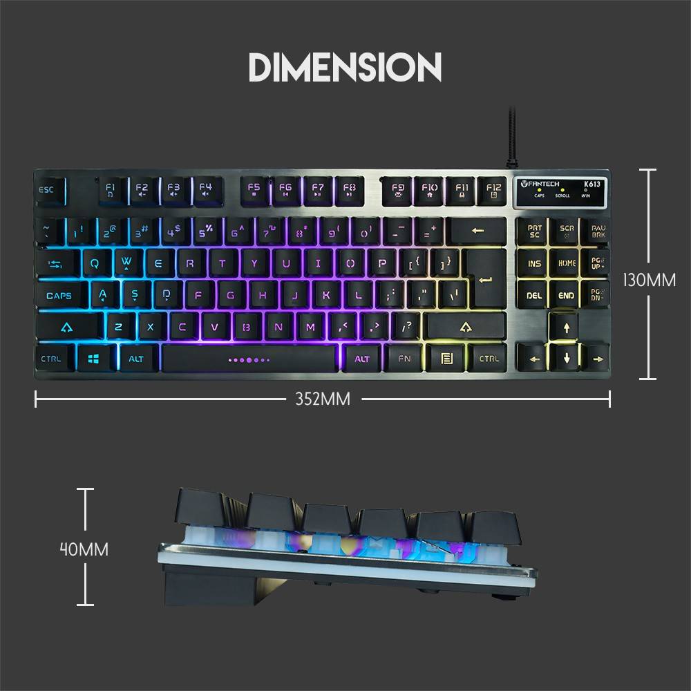 Fantech K613 Professional Usb Game Backlit Keyboard 87Key Wired