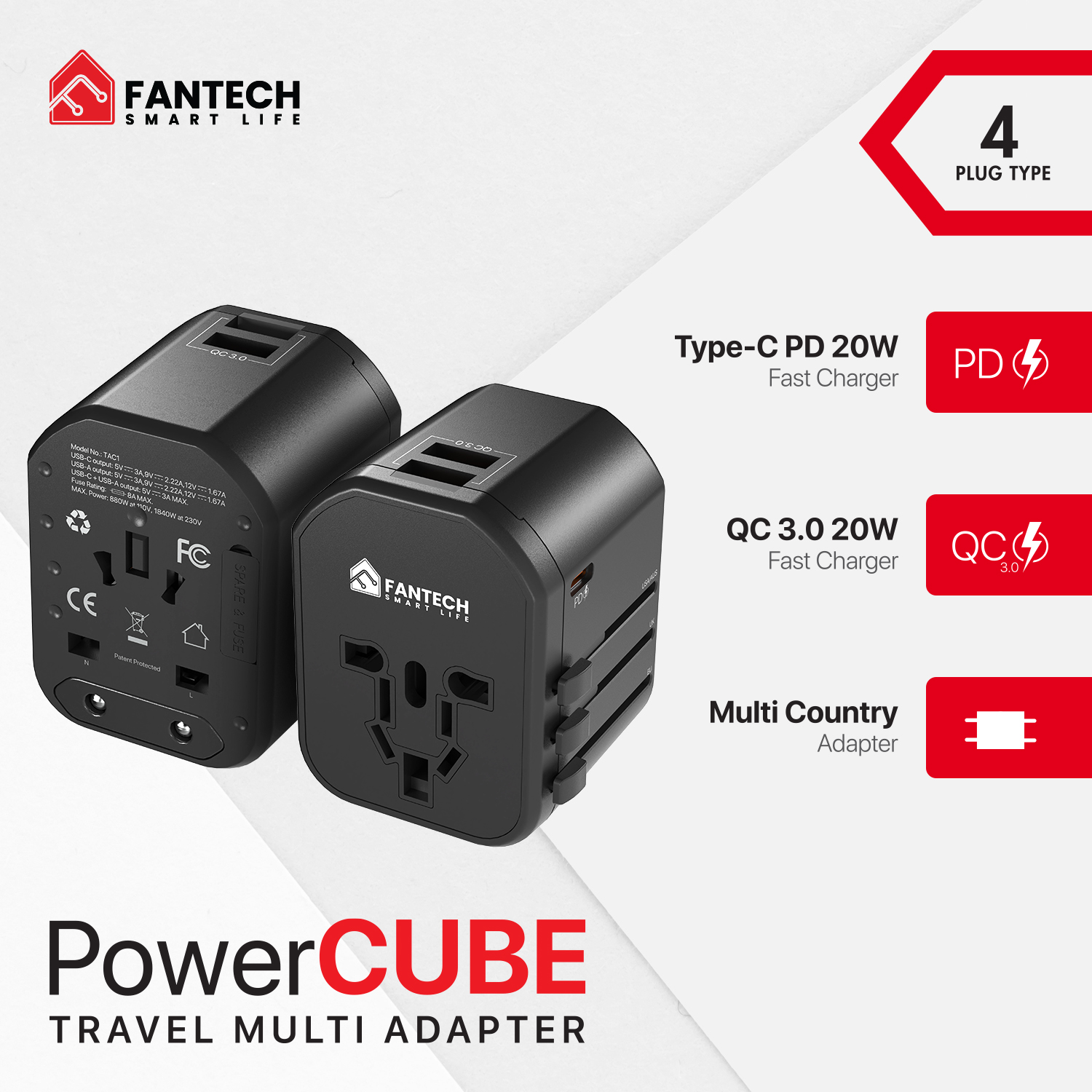 Fantech PowerCube TAC1 Travel Multi Adapter